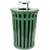 WITT Oakley Collection Outdoor Waste Receptacle with Ash Urn Top - 36 Gallon, Green